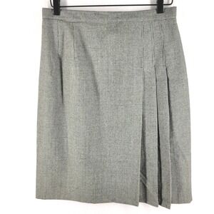 VTG Amber Stone 100% Wool Pleated Houndstooth Skirt Womens 14 Academia Career